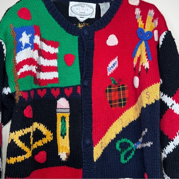 Vintage Eagle’s Eye 1995 Hand Knit Button Front Sweater Academia Size Small - Picture 8 of 14